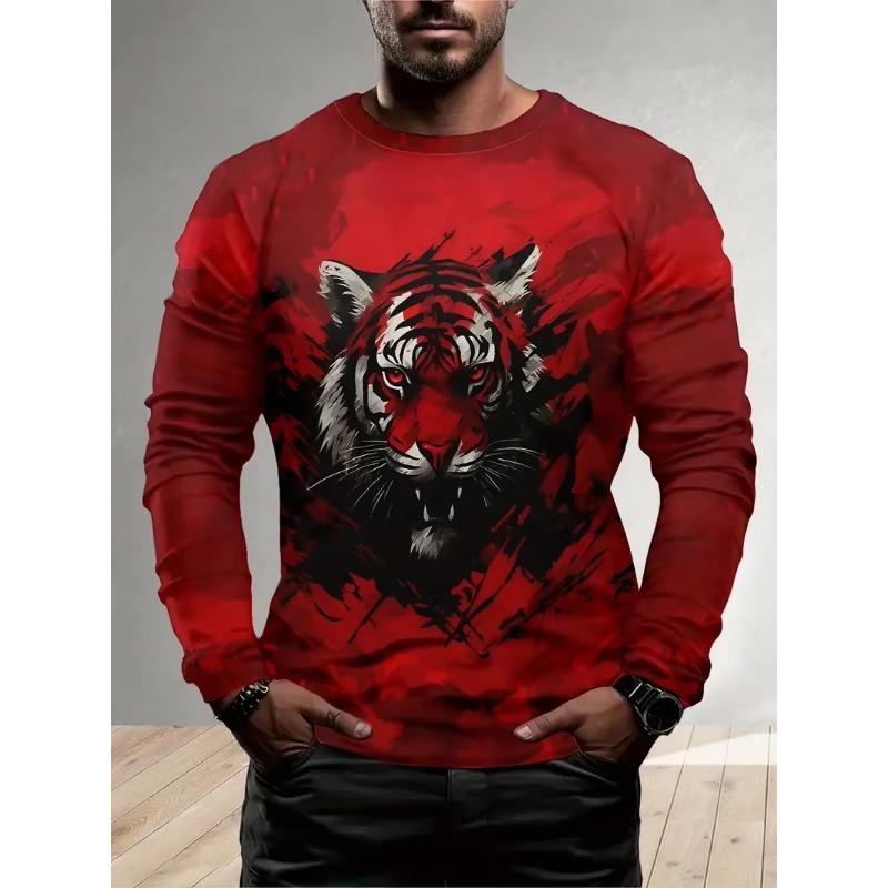 Vintage Men's Long Sleeve T-shirt 3D Golden Dragon Printed T Shirts Harajuku Oversized Top Casual Men's Outdoor T-Shirt Pullover