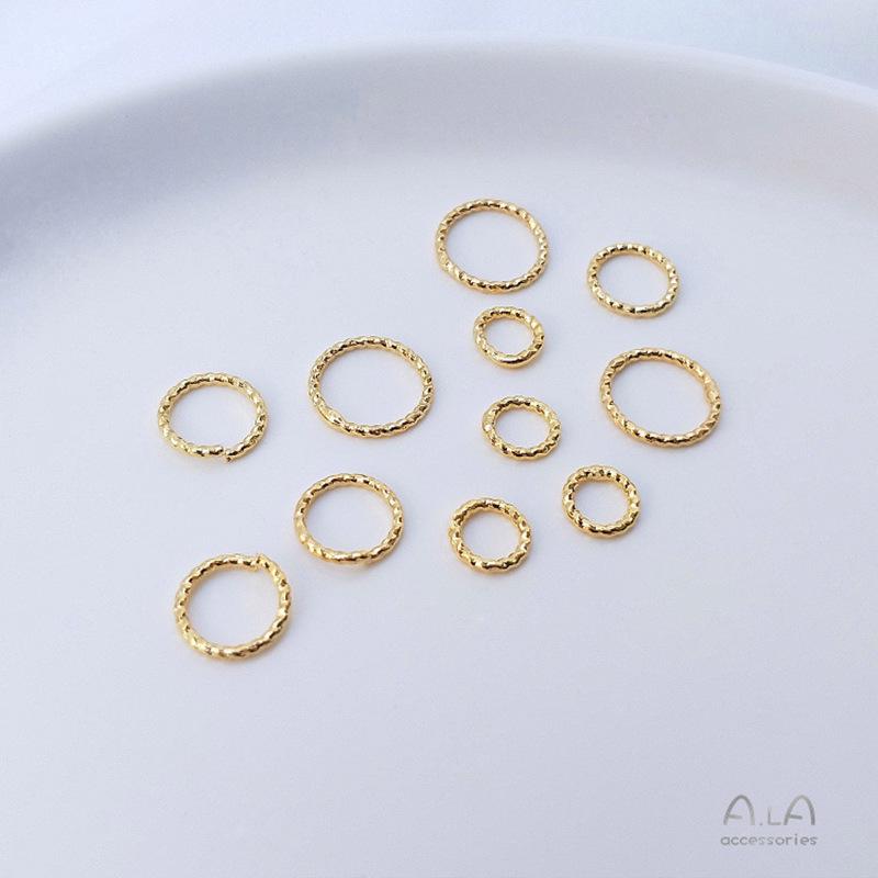 

Color-Preserving 18K Copper-Plated Gold Twisted Open Ring & 14K Light Gold Ribbed Closed Ring - DIY Jewelry Connector Accessories 4mm open ring 14K light gold 10pcs