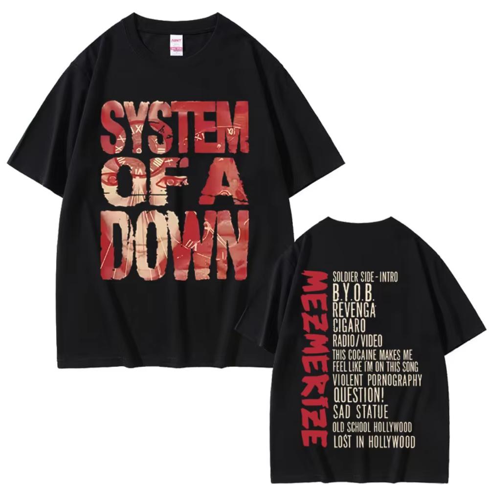 System of A Down Mezmerize Album Graphic T-shirts Men's Women Rock Vintage T Shirts Men's Cotton Oversized Short Sleeve T-shirts