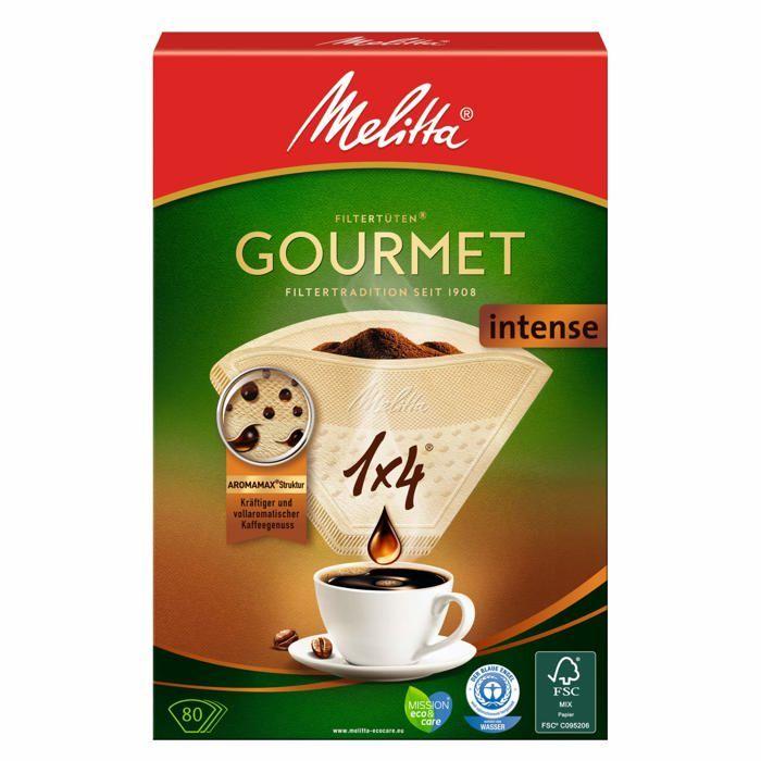 Filtre a cafe jetable Melitta - 2049669 - Gourmet Intense Filtre a Cafe 1 x 4 cm 80 Pieces