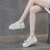 Color Matching Little White Shoes Women's Spring New Leather Platform Biscuit Shoes Two Wear Ugly Cute Shoes Casual Board Shoes