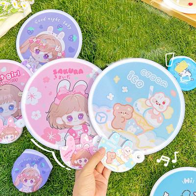 Mini Cloth Face Portable Cartoon Folding Fan Small Fan Cute Folding Fan For Summer Travel School