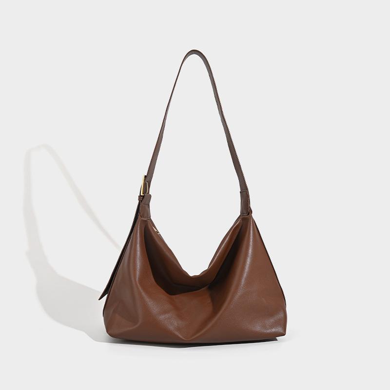 Lazy Style Single Shoulder Bag, Women's High-end Soft Leather Large Capacity Commuting Crossbody Tote Bag