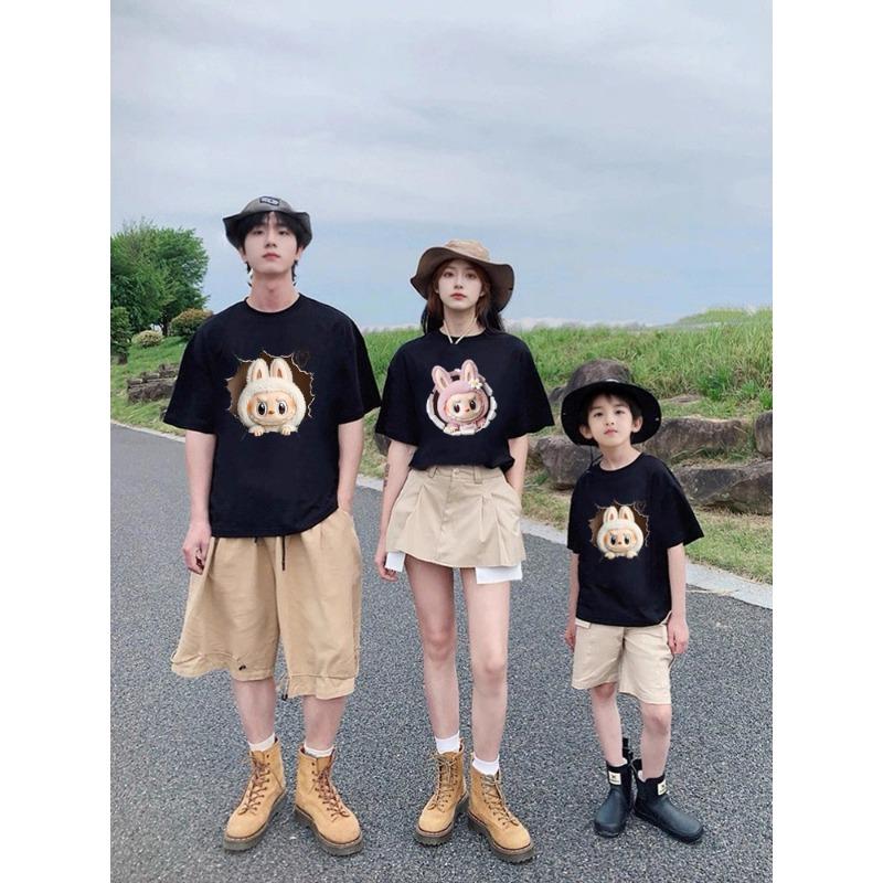 Kreslená grafika Dětské Dospělé Labubu Tištěné Tričko Léto Pánská a Dámská Móda Outdoor Dívka Tričko s Krátkým Rukávem Top Pulovr