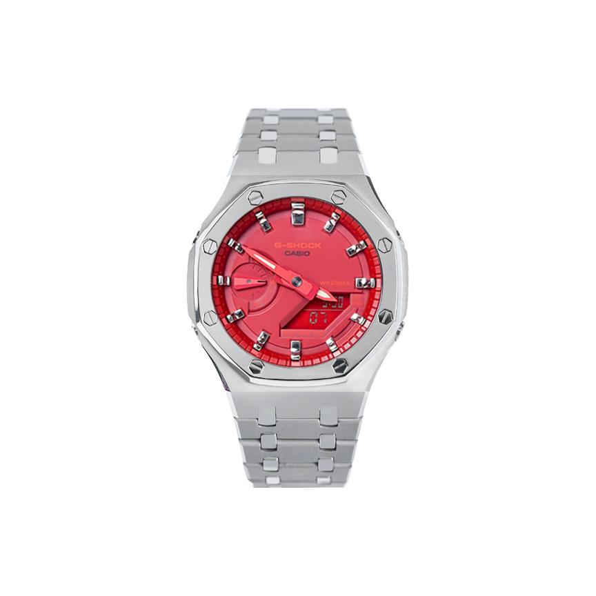 

CASIO Унисекс Жидкокристаллические, Аналоговые Двойной дисплей Серия 48,5 мм Красные Часы GA-2100-4A(Watch8--) Crimson Sand Silver