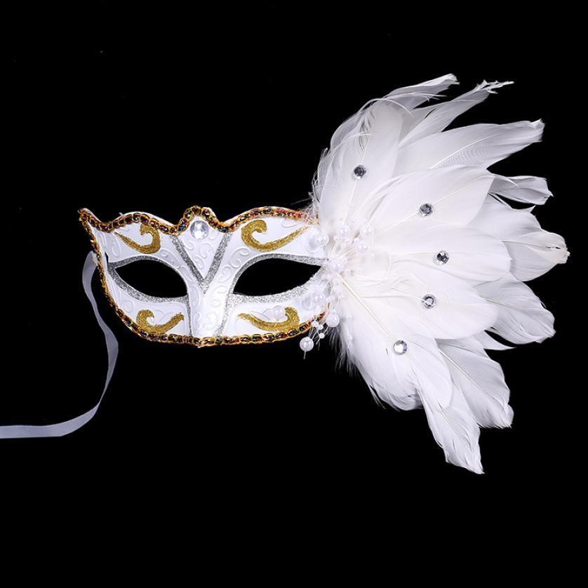 Ladies Womens Blue Face Mask with Veil and Feathers Fancy Dress Party Shows