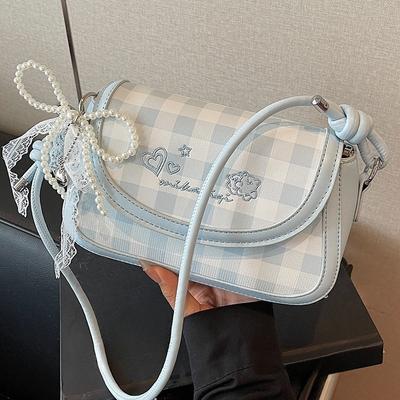 Eine stilvolle kleine karierte Ein-Schulter-Tasche für unter den Arm, Eine stilvolle vielseitige Crossbody-Tasche für Pendler