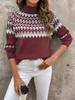 European Style High Neck Jacquard Sweater - Women's Autumn/Winter 2025 Fashion Long Sleeve Knitwear