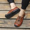 Mens Genuine Leather Sandals  Closed Toe Sandals Hand-stitched Summer Men Sandals Breathable Outdoor Men Beach Sandals