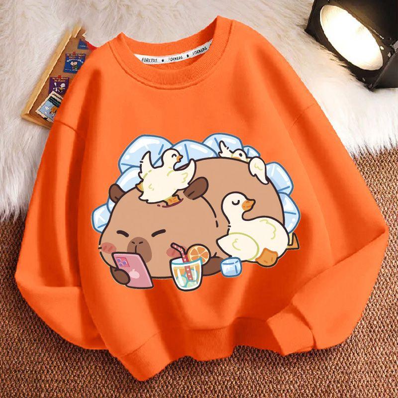 Niedlicher Capybara-Hoodie für Kinder, lässige langärmlige Jacke für Jungen und Mädchen Frühling und Herbst