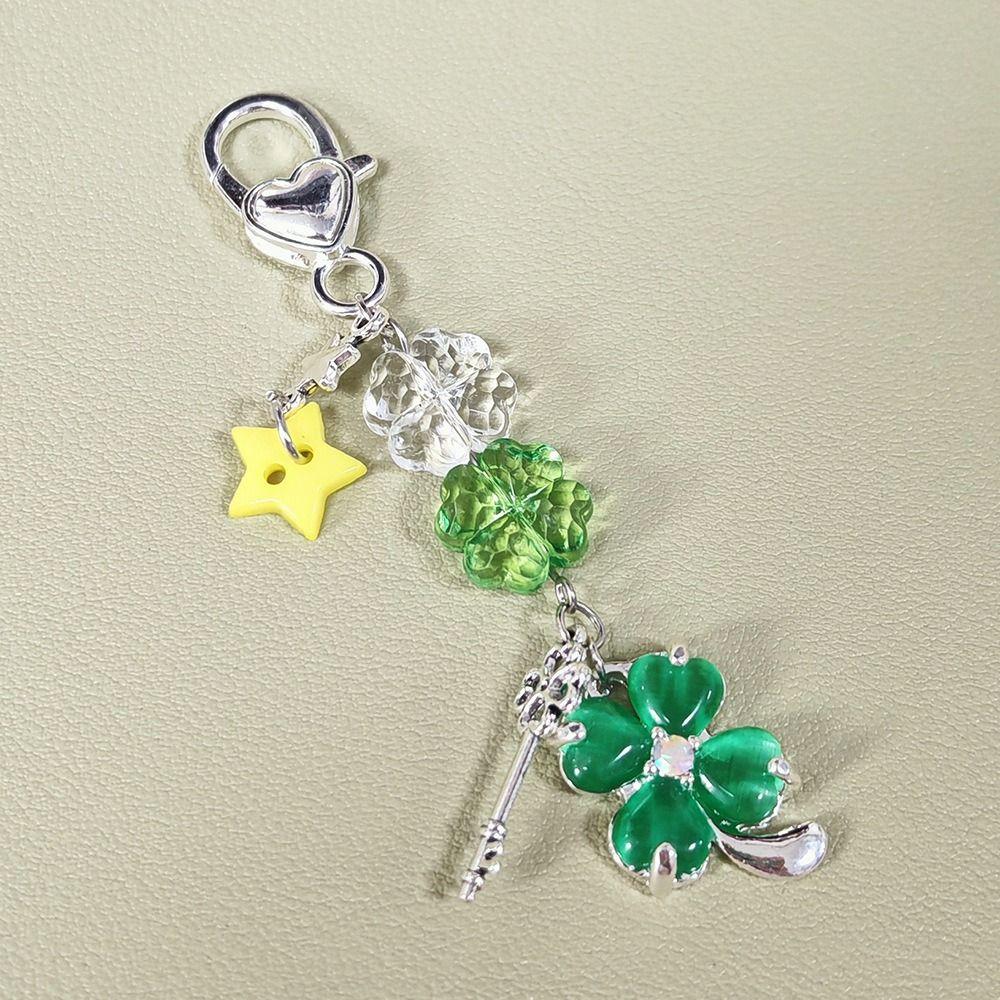 Four Leaf Lucky Leaf Phone Charms Colorful Keyring Leaf Clovers Pendant  Women Girls