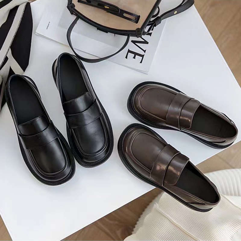 Soft-soled black small leather shoes women's new shoes British style flat-soled single shoes versatile