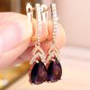 Aqua Blue Crystal Water Drop Stone Pendant Hoop Earrings For Women Multicolor Zircon Gold Color Ear Buckle Wedding Jewelry Gifts