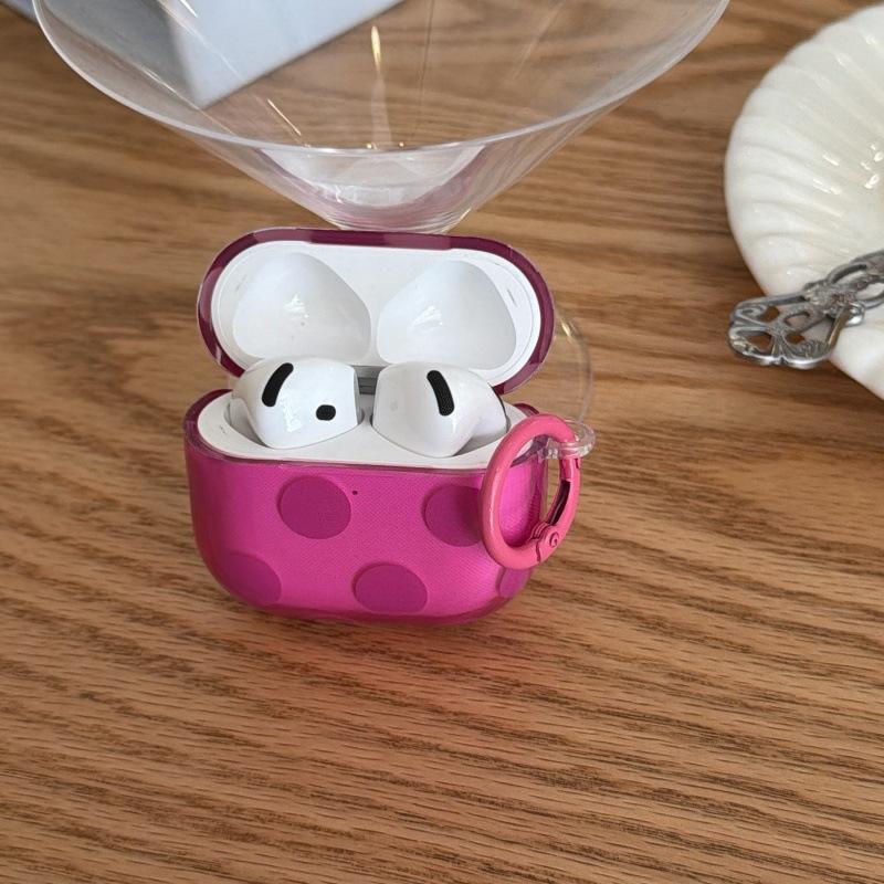 Semi-transparent rose red big wave point AirPods 1 generation earphone case for Apple earphones AirPods 1 Pro1