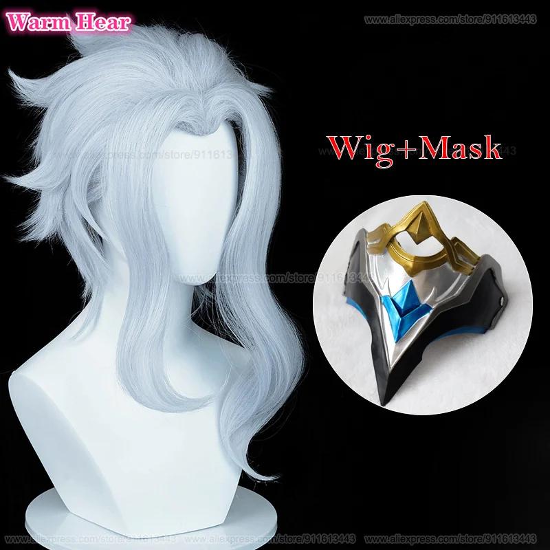 Fatui Synthetischer Doktor II Dottore Perücke Lang 50cm Hellblau Cosplay Anime Perücke Hitzebeständiges Haar Halloween Party Perücken + Perückenkappe