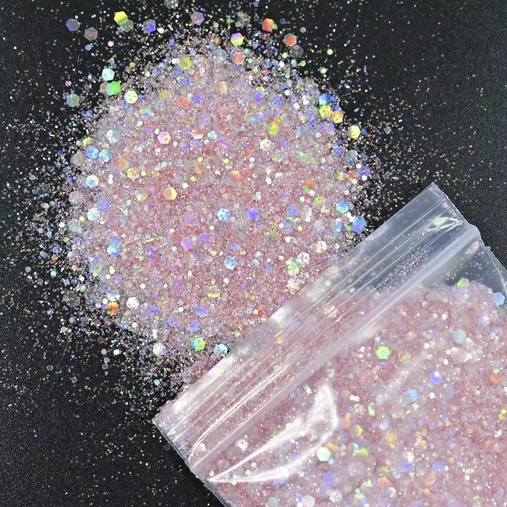 50G PET Nail Diamond Glitter Sequins Hexagon Holographic Glitter Glitter Powder Polish Decoration