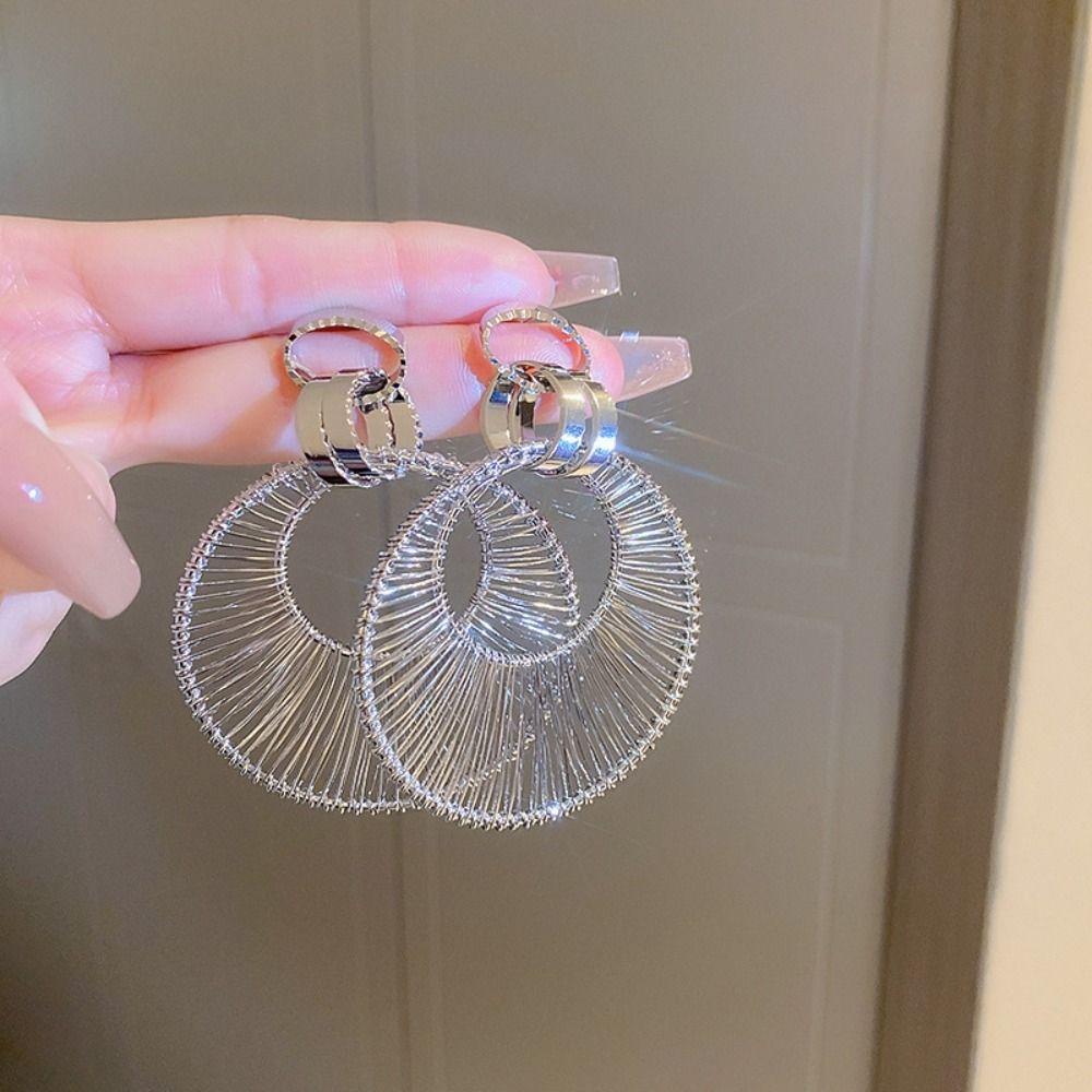 Hollow Out Geometric Earring Drops Textured Exaggerated Eardrop Simple Metal Earrings  Daily