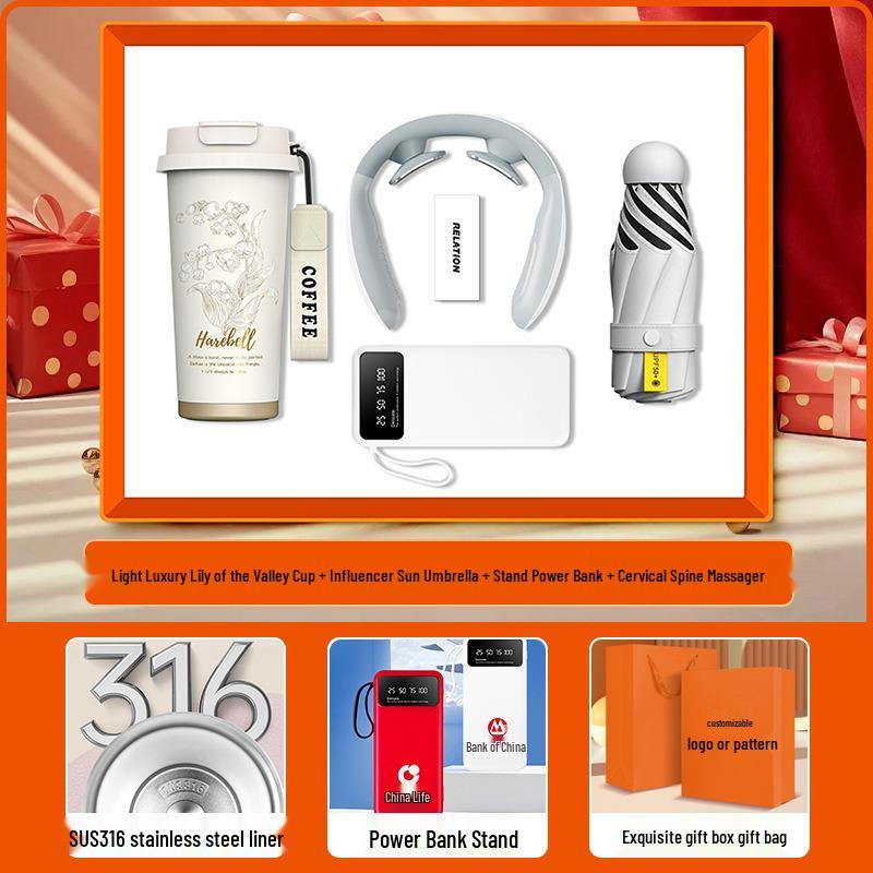 High-End Souvenir Gift Set: Custom Logo Coffee Mug & Power Bank