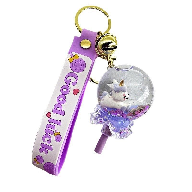 Quicksand Bottle Keychain Pendant, Exquisite Female Keychain, Lollipop, Unicorn Student Couple, Cute Schoolbag Pendant.