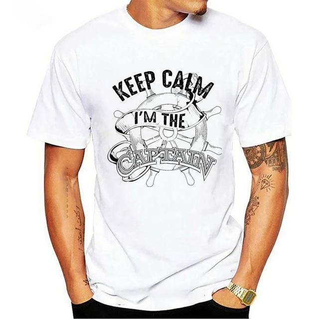 Lustiges KEEP CALM I'M THE CAPTAIN T-Shirt Mann Geschenk Motorboot Segeln See Vintage Bedrucktes T-Shirt Kleidung für Frauen