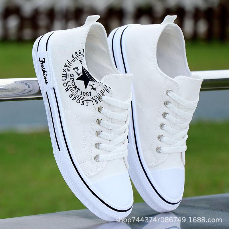 Vår och höst vita high-end canvas skor fritidsskor lågskurna tygskor student sneakers ungdom
