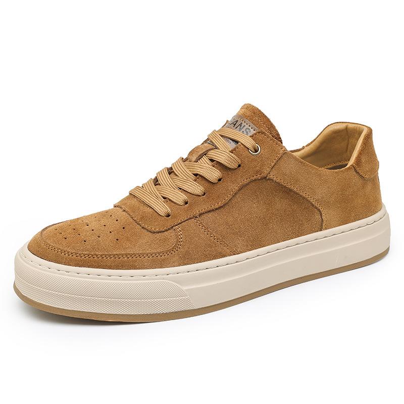 Casual leather shoes men's low-top board shoes versatile flip fur German training shoes retro matte casual trendy shoes