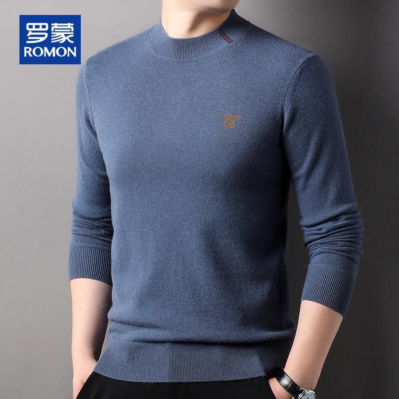 ROMON Men's 100% Pure Wool Round Neck Pullover Sweater
