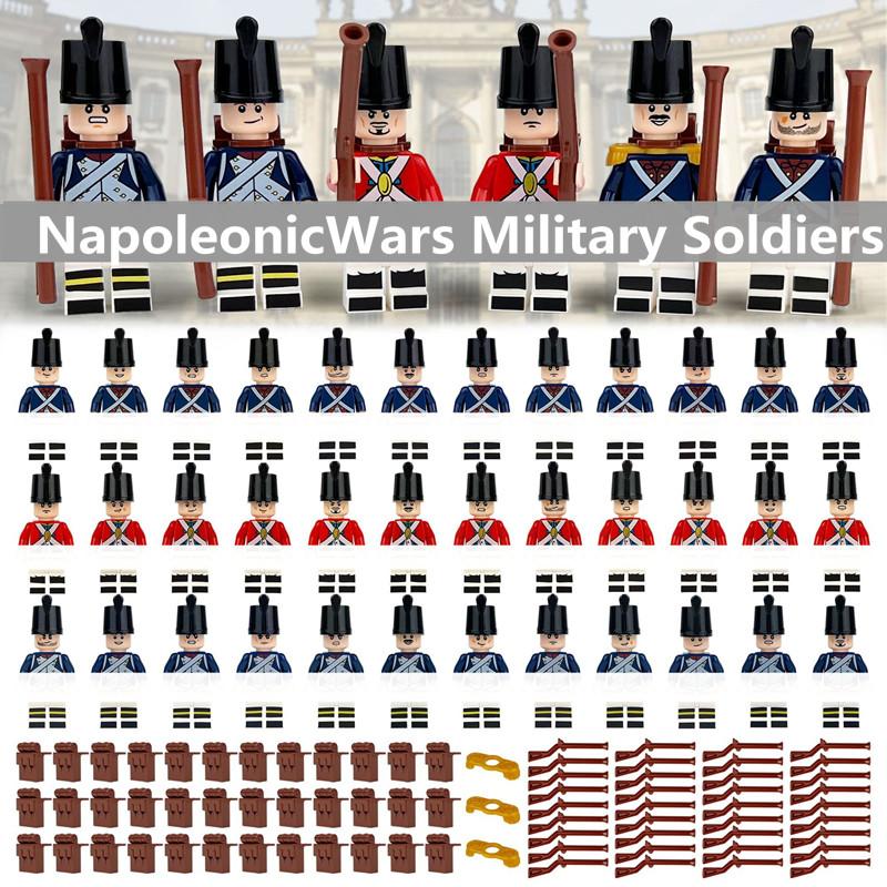 12pcs Napoleonic Wars Military Soldiers Building Blocks WW2 Figures French British Fusilier Rifles Weapons Toys For Kids Gifts