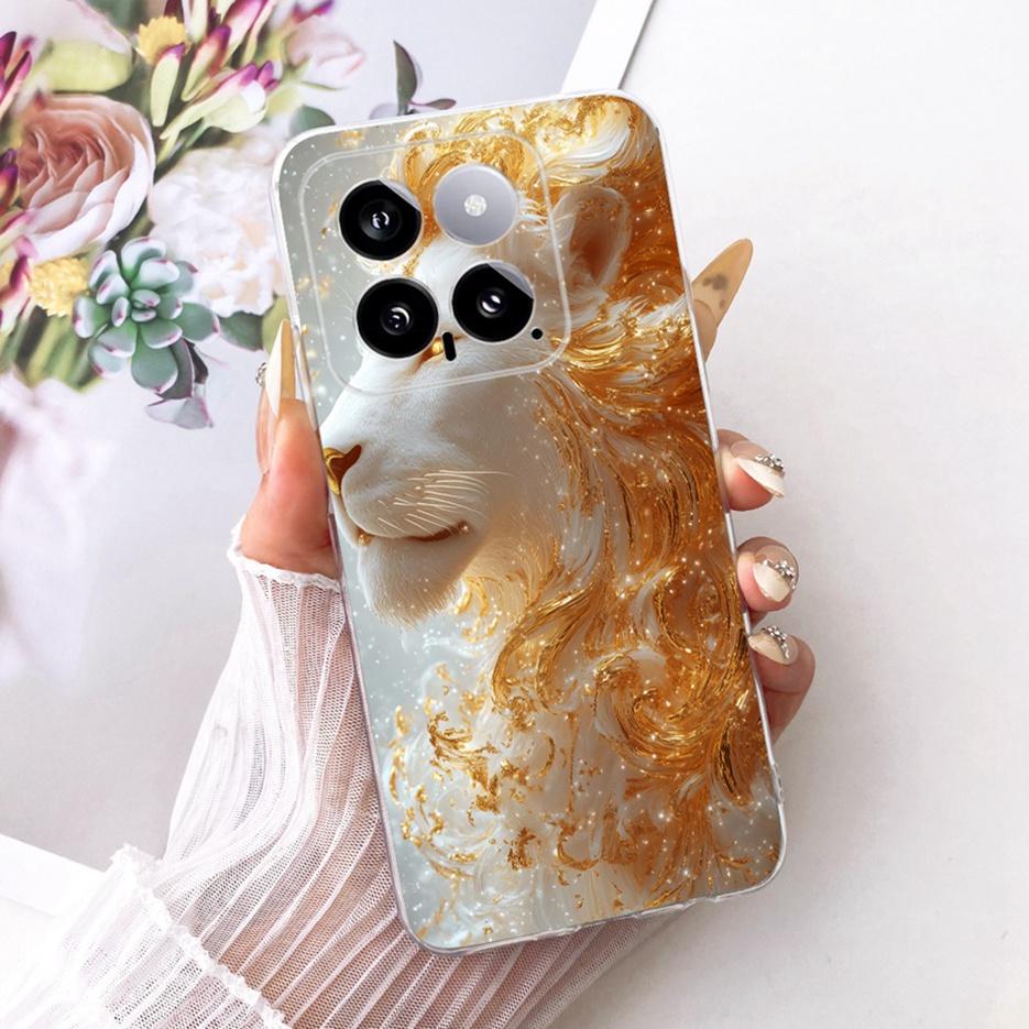 For Xiaomi Mi 14 Pro Case Cute Lion Fashion Painted Cover Soft Silicone Slim Phone Case For Xiaomi 14 Pro Mi14 Pro Fundas Bumper