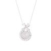 Exquisite S925 Sterling Silver Bowknot & Diamond Necklace with White Chalcedony