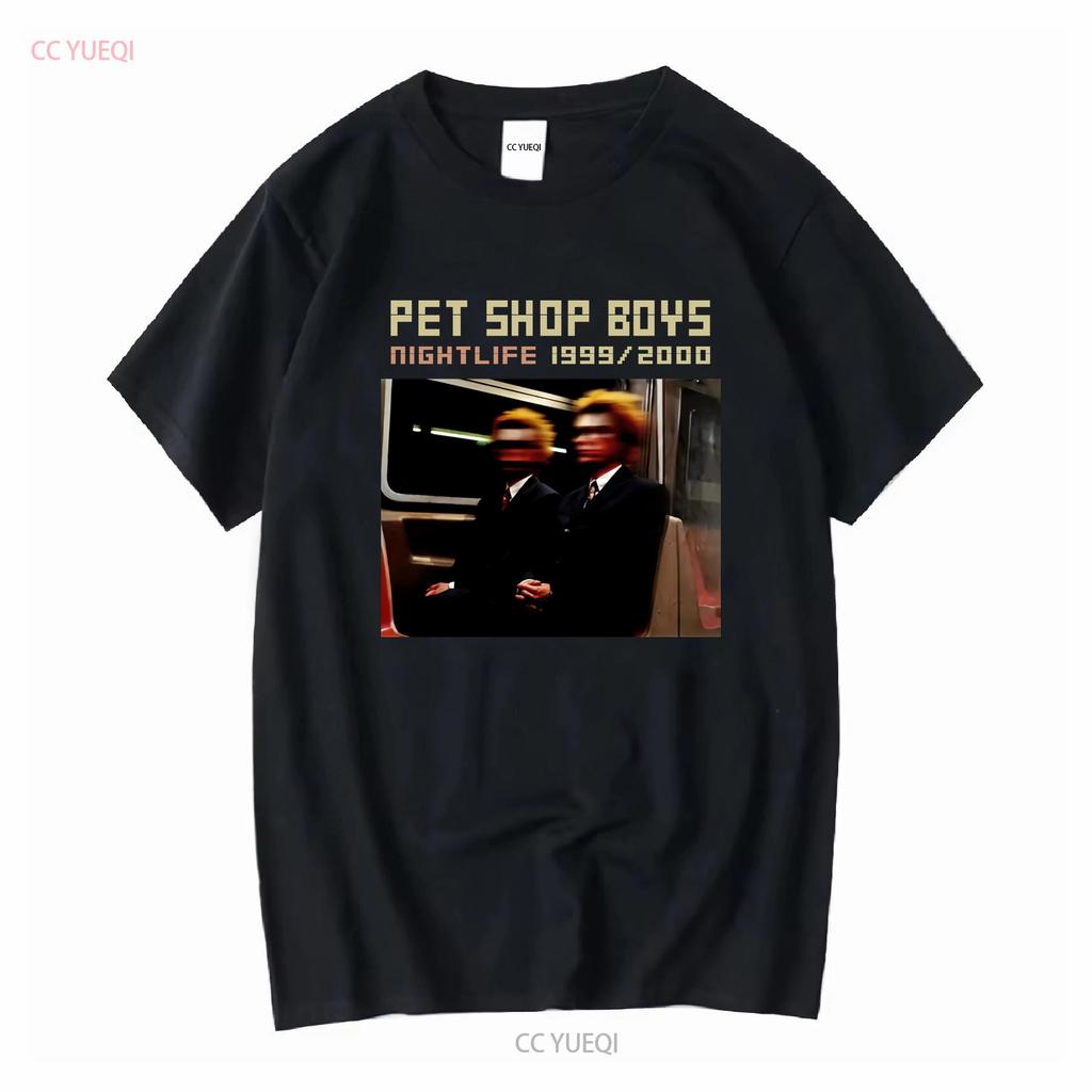 Pet Shop Boys Night Life Maglietta Nera Tutte le Taglie Maniche Lunghe o Corte Vintage Lavata Abbigliamento Firmato Traspirante