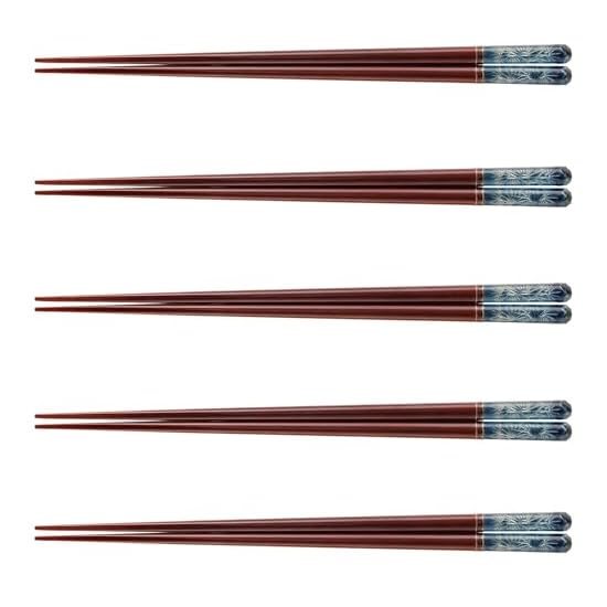 J-kitchens Chopstick Set, 5 Pairs, Acrylic Resin & Natural Wood, Dinner Standard, Akuria Kiriko Mats