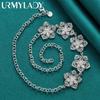 925 Sterling Silver Flower 20 Inch Pendant Necklace Fashion Charm Jewelry