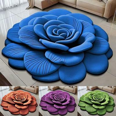 Tapis de Fleurs de Forme Spéciale Doux Antidérapant Pivoine Tapis de Sol Absorbant 60x60cm Tapis de Sol de Salle de Bain