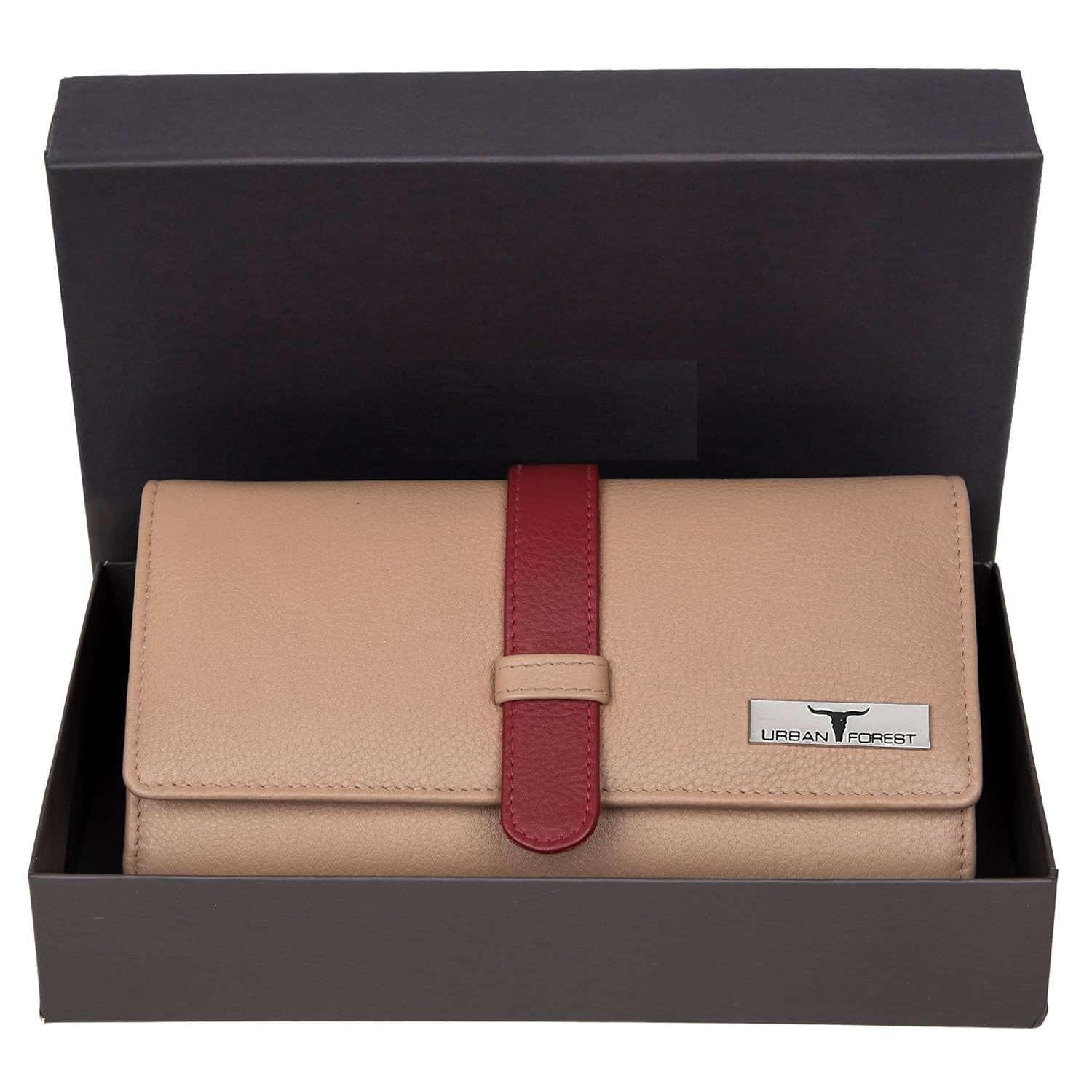 

Женский кошелек Дэнни бежевого/красного цвета из кожи