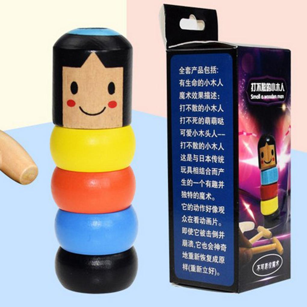 Small Wooden Man Unbreakable Wood Game Toy Gifts Home Office Desktop Ornament Decor