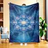 A Blue Mysterious Patterned Flannel Blanket, Featuring High-Definition Digital Printing, Suitable for All Seasons, a Sofa Throw, Made of 100% Soft And