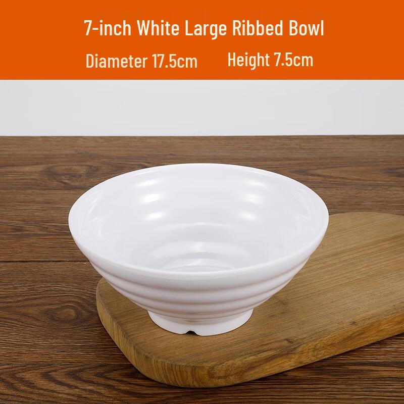777 White Melamine Ribbed Noodle & Soup Bowl