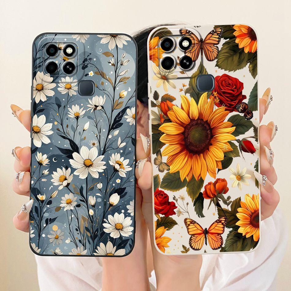 For Infinix Smart 6 X6511 X6511B X6511E Cute Cat Flower Cartoon Phone Case For Infinix Smart6 Shockproof Soft Silicone Bumpers