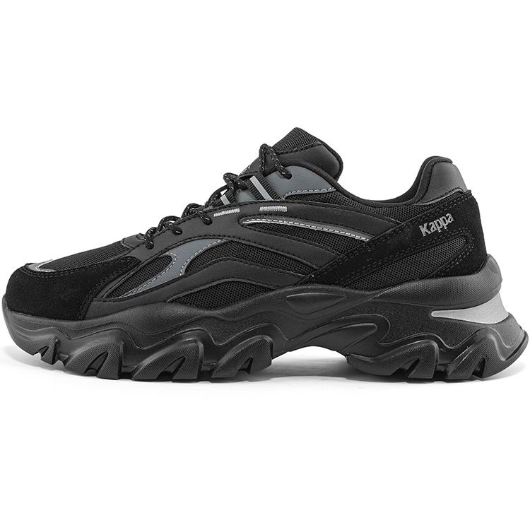 Kappa Fabric Synthetic Leather Functional Retro Casual Shock Absorption Non-Slip Wear-Resistant Low-Top Dad Shoes Unisex Sneaker Black K0CY5MC16D-990