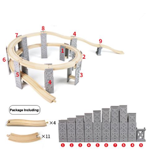 Wooden Train Track Accessories Parking Lot Railway Station Fit for Thomas Biro Multiple Tracks Educational Toys for Children