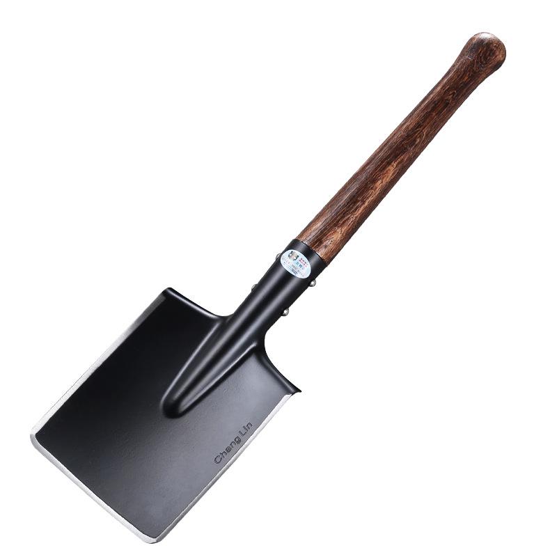 6B Multi-functional Entrenching Tool: Manganese Steel Large Combat Shovel with Wooden Handle, Vehicle-Mounted, Portable for Fishing and Outdoor Use.