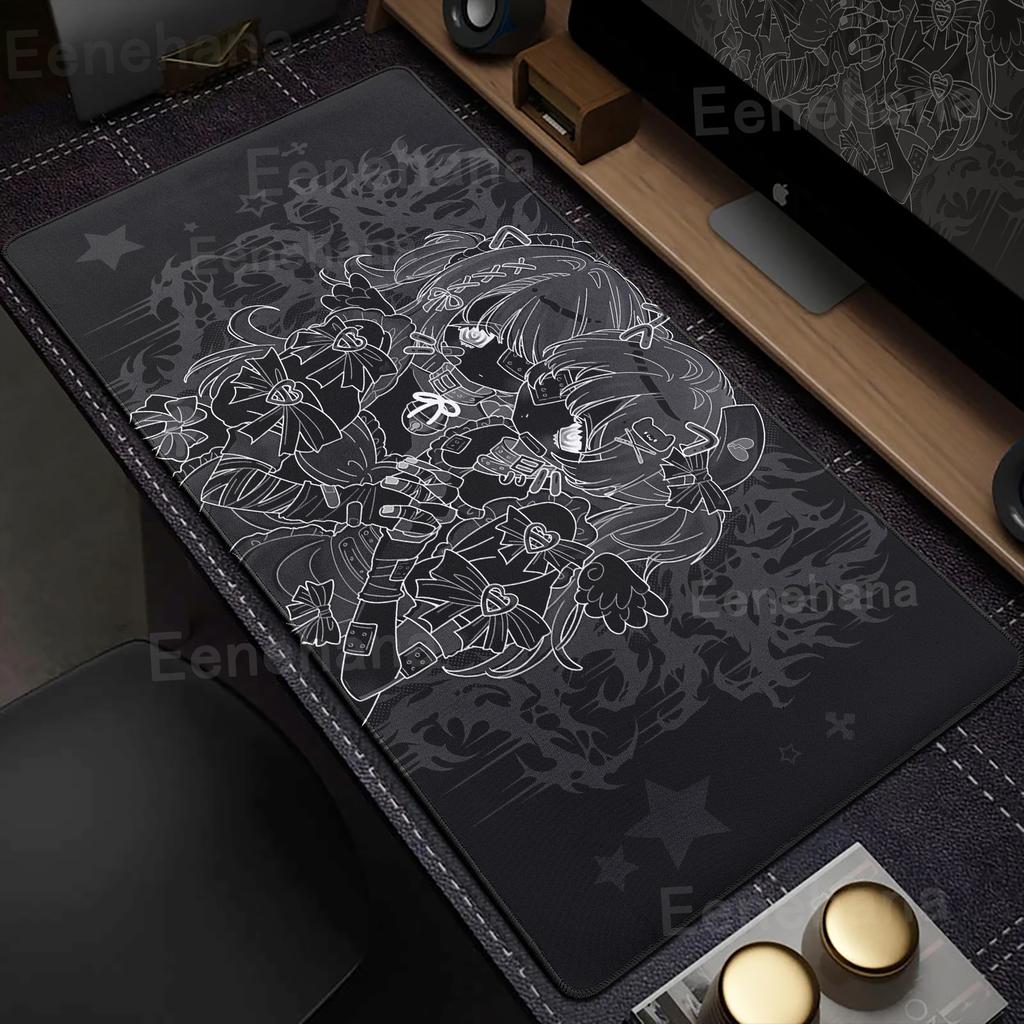 Black White Pretty Girls Mouse Pad Large Playmats PC Gaming Accessories Dark Gothic Rubber Computer Desk Mat Xxl Extended Pads