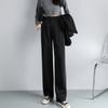 Fashion New Solid Straight Casual Wide Leg Pants Women Elegant Slim Fit High Waist Suit Pants Women Pockets Simple Office Ladies Trousers 25896