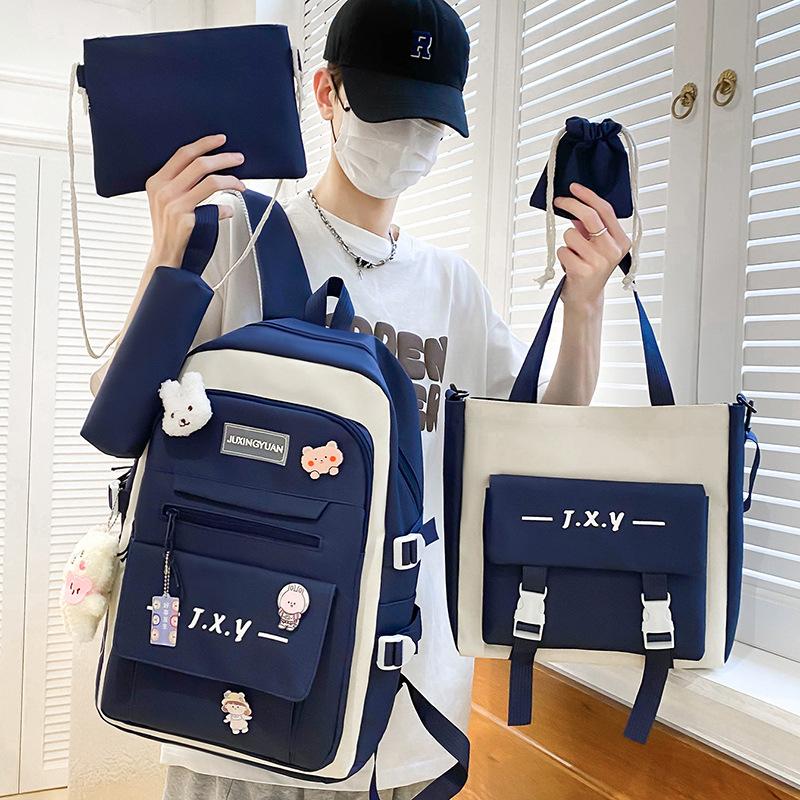 Primary School Boys Five Piece Set Junior High School Students High School Students Backpack Female College Students Backpack