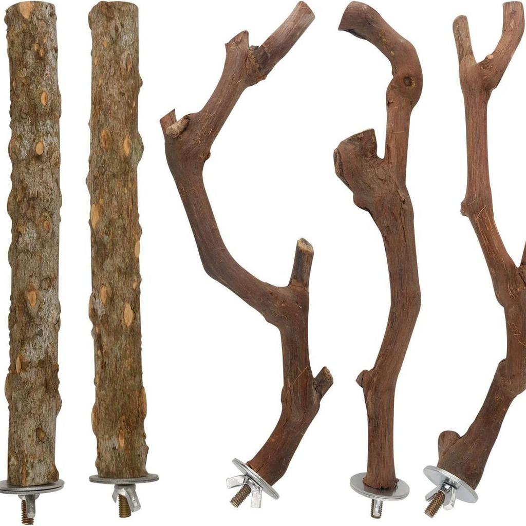 5PCS Bird Training Branches with Fixing Screw Easy to Install Anti-Slip Design Branch for Small Parrot Birds