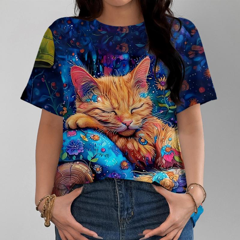 

Модная женская футболка 3D Каваи Кот Принт Футболки Топы Новая Харадзюку Животное Короткий Рукав Футболка Оверсайз Свободная Женская Одежда 8XL