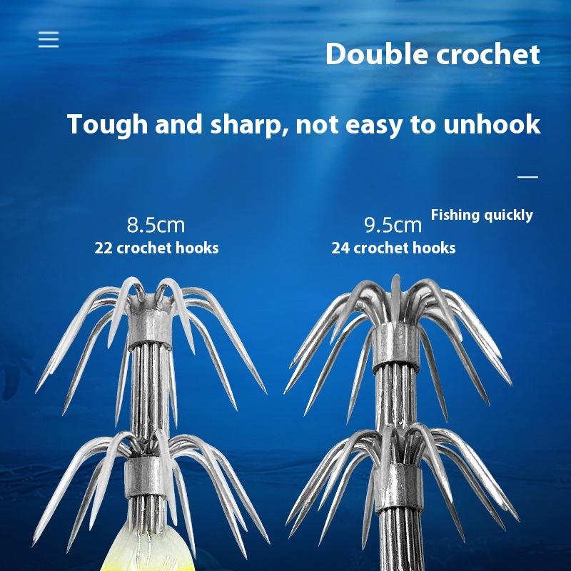 1/5Pcs Glowing Squid Hooks Horizontal Shrimp Lures Baits For Cuttlefish Squid Jigs Hard Baits For Octopus Fishing