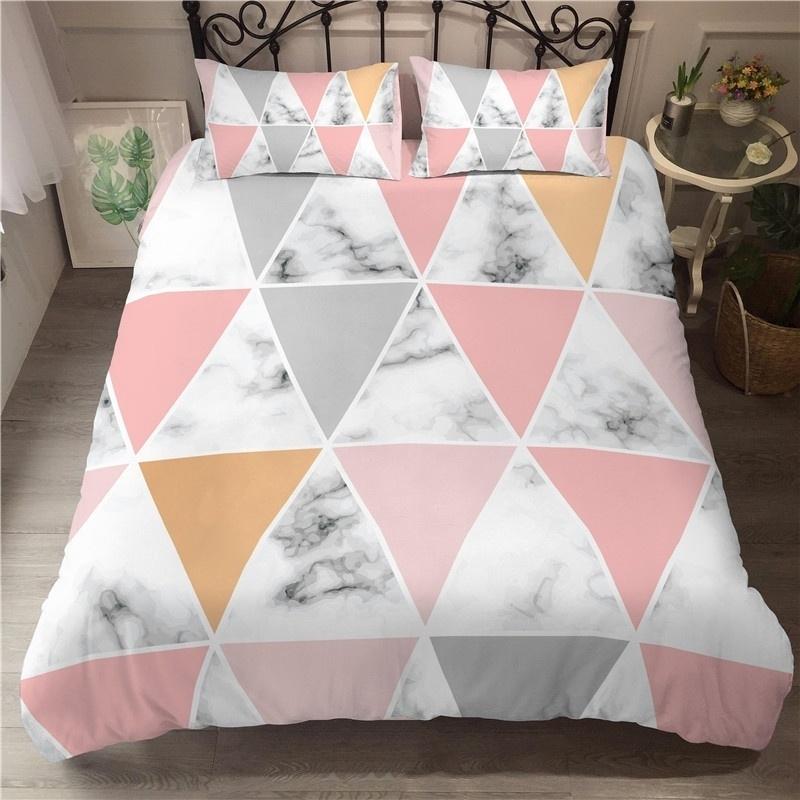 Comforter Marble Twin Queen Microfiber Geometric Bedding Set Modern Luxury Abstract Triangle Comforter For Girls Women