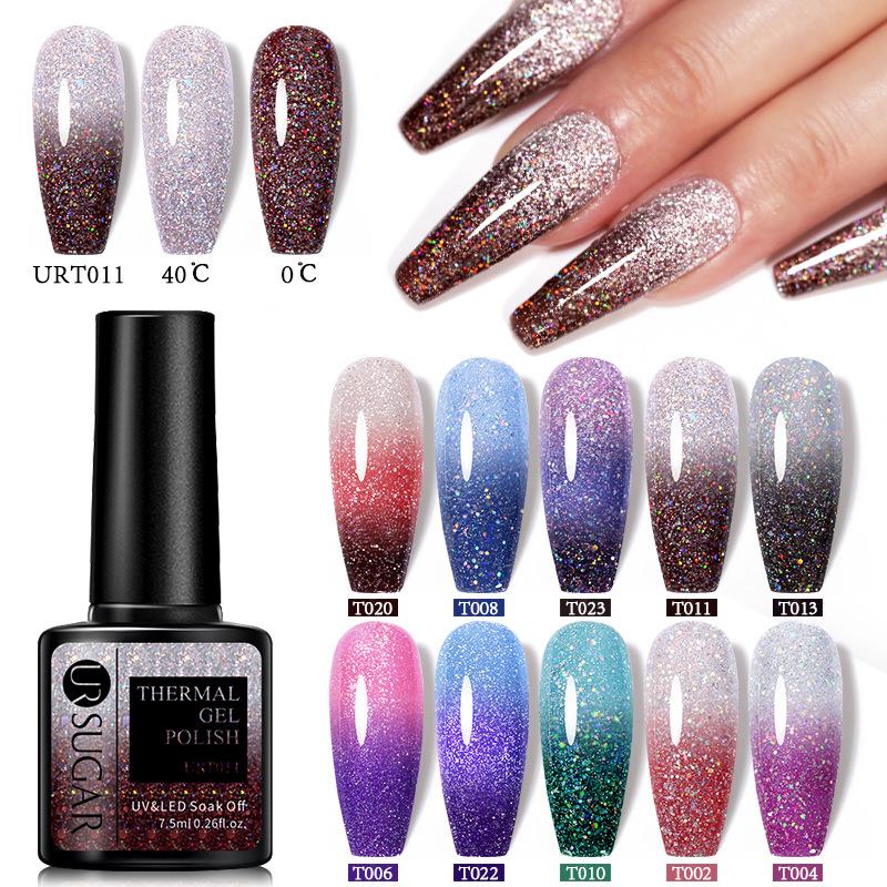 URSUGAR Temperaturwechselnder Nagellack Gel UV LED Soak Off 15ml Holografisch Aurora